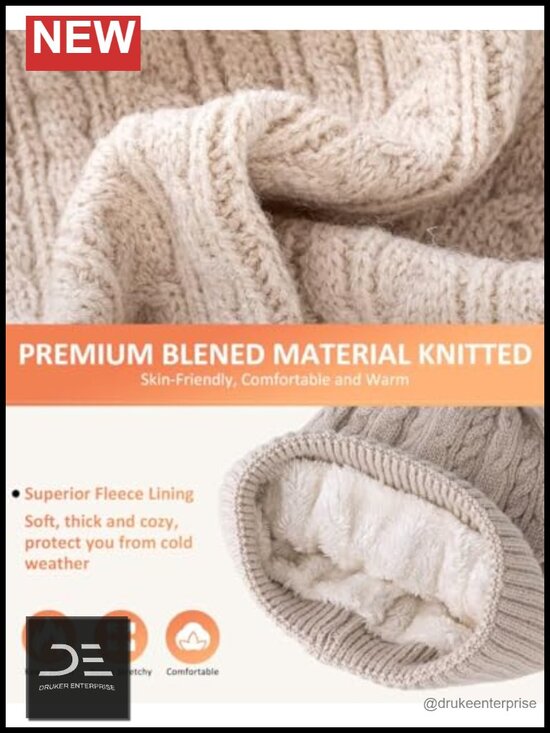 Alpaca Wool Winter Hat Scarf Gloves Set, Fleece Lined Beanie Touchscreen Gloves main image 5